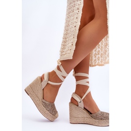 Sandalias De Mujer Con Cordones Y Cuña Beige Josephine marrón 3