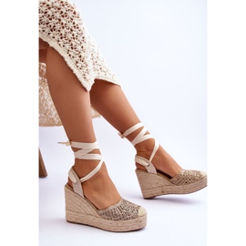 Sandalias De Mujer Con Cordones Y Cuña Beige Josephine marrón 8
