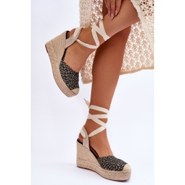 Sandalias De Cuña De Mujer Con Cordones Negro Josephine 4