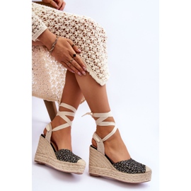 Sandalias De Cuña De Mujer Con Cordones Negro Josephine 7