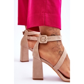 Sandalias Mujer Ante Tacón Beige Lanes marrón 4