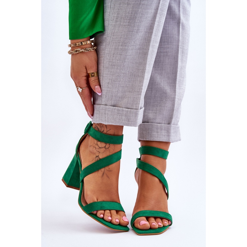 FB2 Sandalias Mujer Ante Tacón Alto Green Lanes verde 1