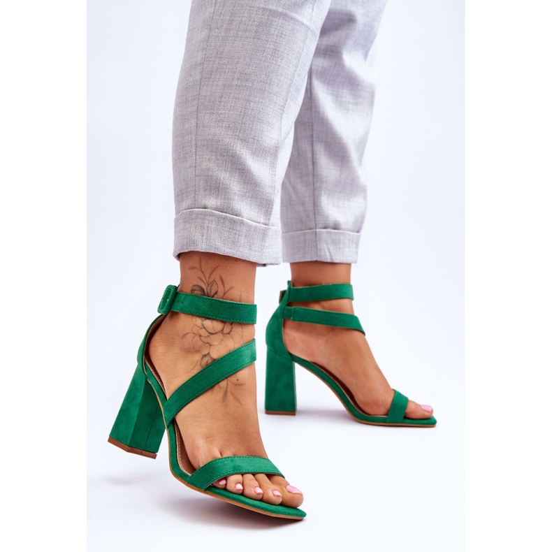 FB2 Sandalias Mujer Ante Tacón Alto Green Lanes verde 2