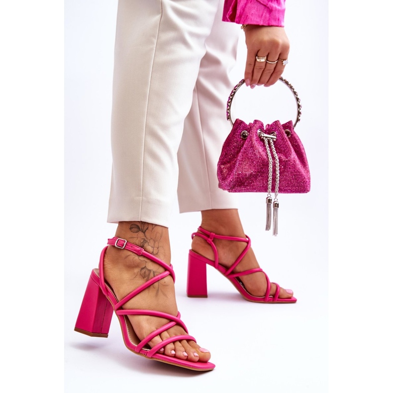 FJ1 Sandalias Clásicas Tacón Alto Lucetta Fucsia rosa 2