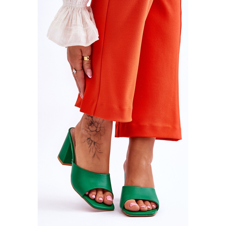 Pantuflas Clásicas Mujer Loara Piel Verde 1