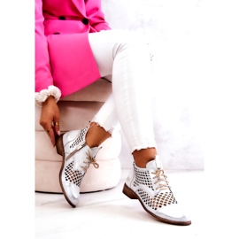 Botas Piel Caladas Nicole 2704/005 Blanco y Plata 3