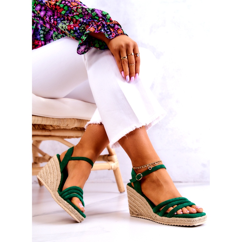 FJ1 Sandalias de cuña Louisiana de ante verde 6