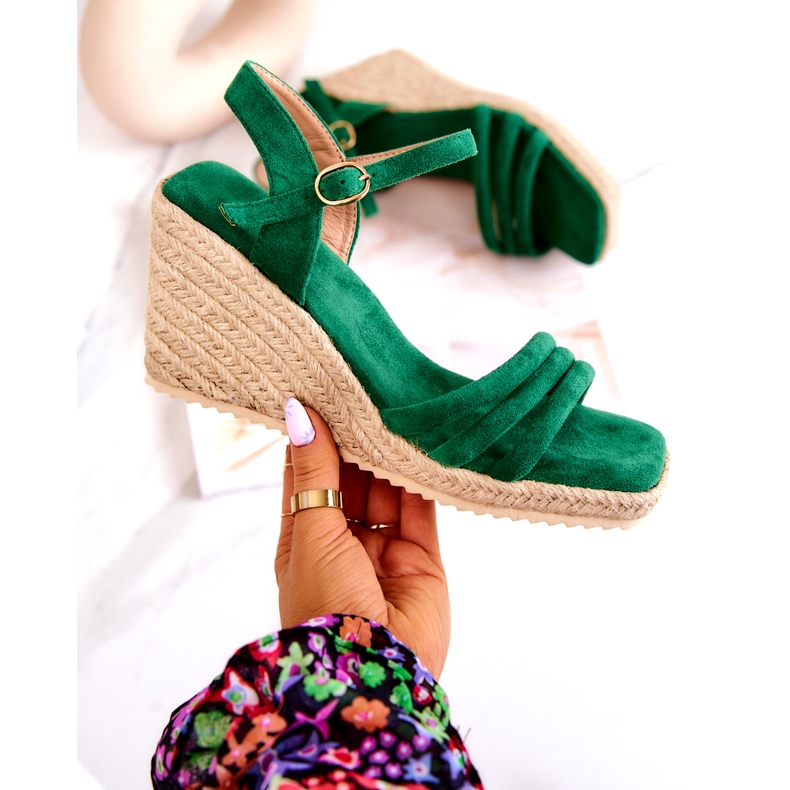 FJ1 Sandalias de cuña Louisiana de ante verde 7