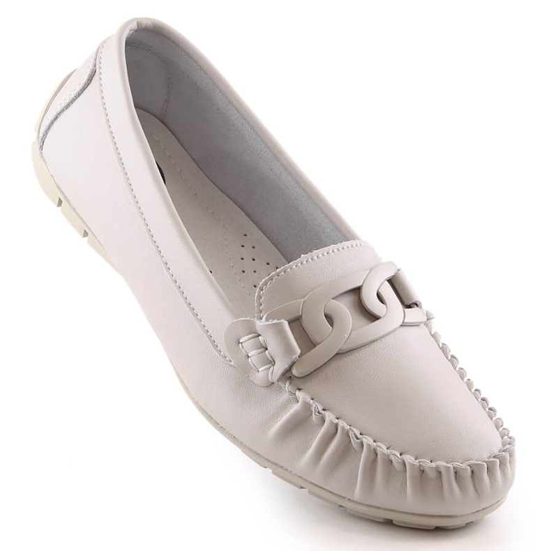 Mocasines de mujer en piel con cadena en crudo Filippo DP4547 1