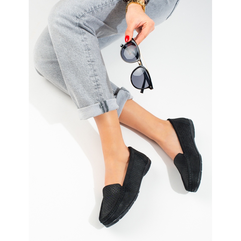 Mocasines de mujer Vinceza de piel negra negro 1