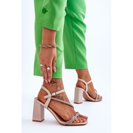 Sandalias De Piel Con Pedrería Tacones Beige Carlotta marrón 4