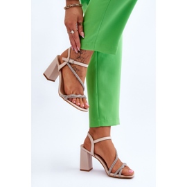 Sandalias De Piel Con Pedrería Tacones Beige Carlotta marrón 5