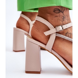 Sandalias De Piel Con Pedrería Tacones Beige Carlotta marrón 8