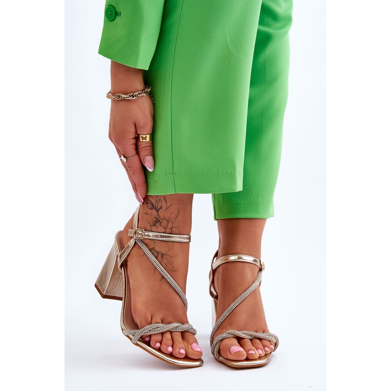 Sandalias Con Circonitas Oro Carlotta Tacones Altos dorado 1