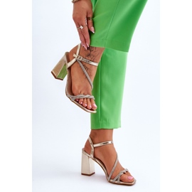 Sandalias Con Circonitas Oro Carlotta Tacones Altos dorado 5