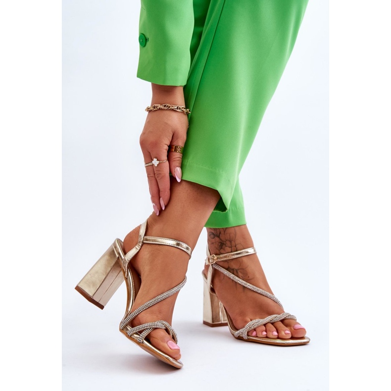 Sandalias Con Circonitas Oro Carlotta Tacones Altos dorado 2