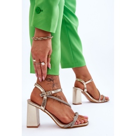 Sandalias Con Circonitas Oro Carlotta Tacones Altos dorado 4