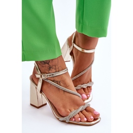 Sandalias Con Circonitas Oro Carlotta Tacones Altos dorado 6