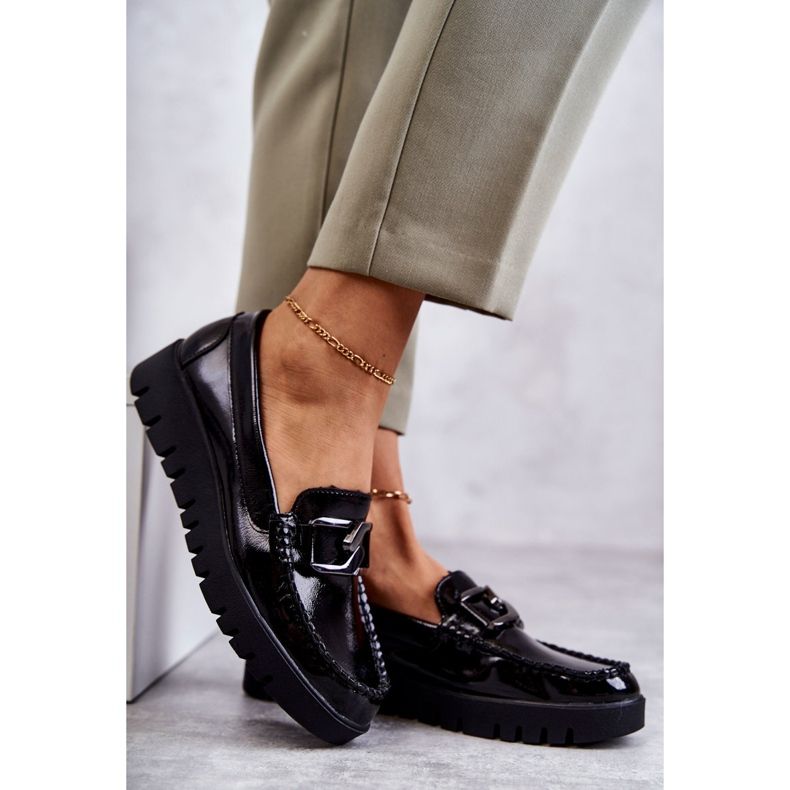 Sergio Leone Mocasines Lacados En La Plataforma Kjersti Negra negro 4