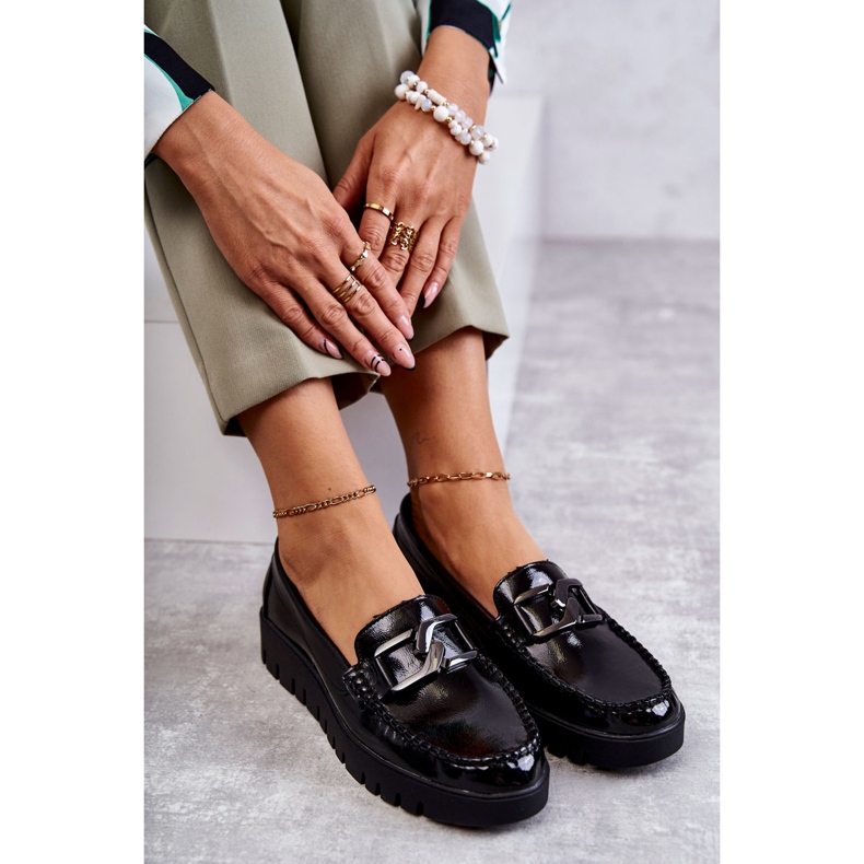 Sergio Leone Mocasines Lacados En La Plataforma Kjersti Negra negro 3