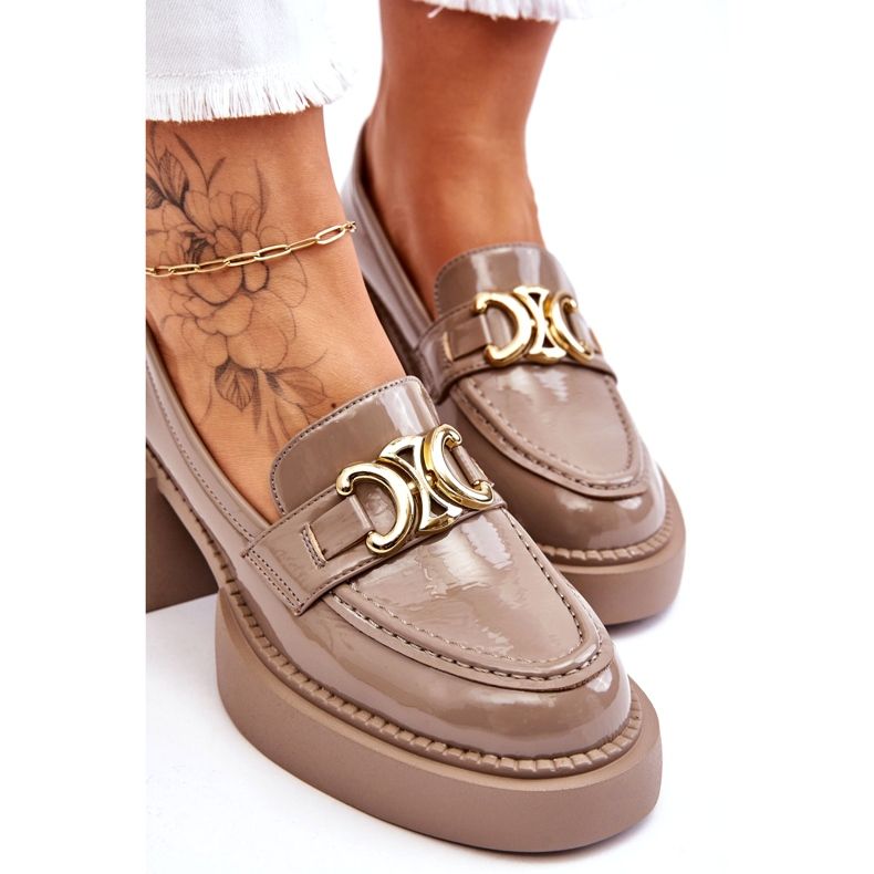 S.Barski Bombas de moda con tacones masivos beige Imani 3