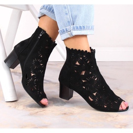 M. DASZYŃSKI Botas caladas primavera mujer peep toe negro M.Daszyński MR1954-10 1