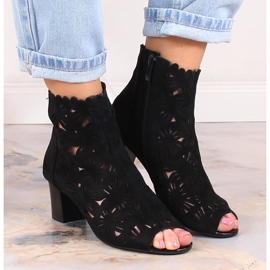 M. DASZYŃSKI Botas caladas primavera mujer peep toe negro M.Daszyński MR1954-10 2