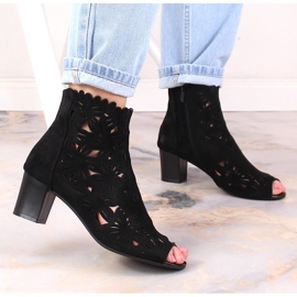 M. DASZYŃSKI Botas caladas primavera mujer peep toe negro M.Daszyński MR1954-10 3