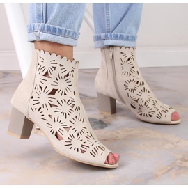 M. DASZYŃSKI Botas peep toe caladas primavera mujer beige M.Daszyński MR1954-10 3