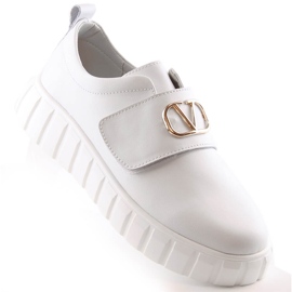 Zapatos de mujer en piel con plataforma con velcro blanco Vinceza 87904 1