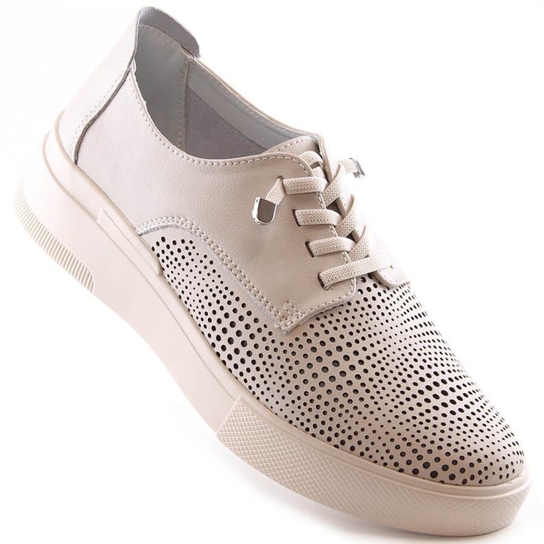 Zapatos mujer cuero beige calados Filippo DP4405 1