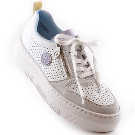 Cómodas deportivas de mujer caladas blancas Rieker M1905-80 blanco 1