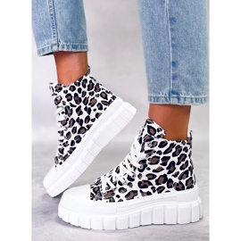 BM zapatillas altas Lion Leopard con estampado de leopardo beige 2