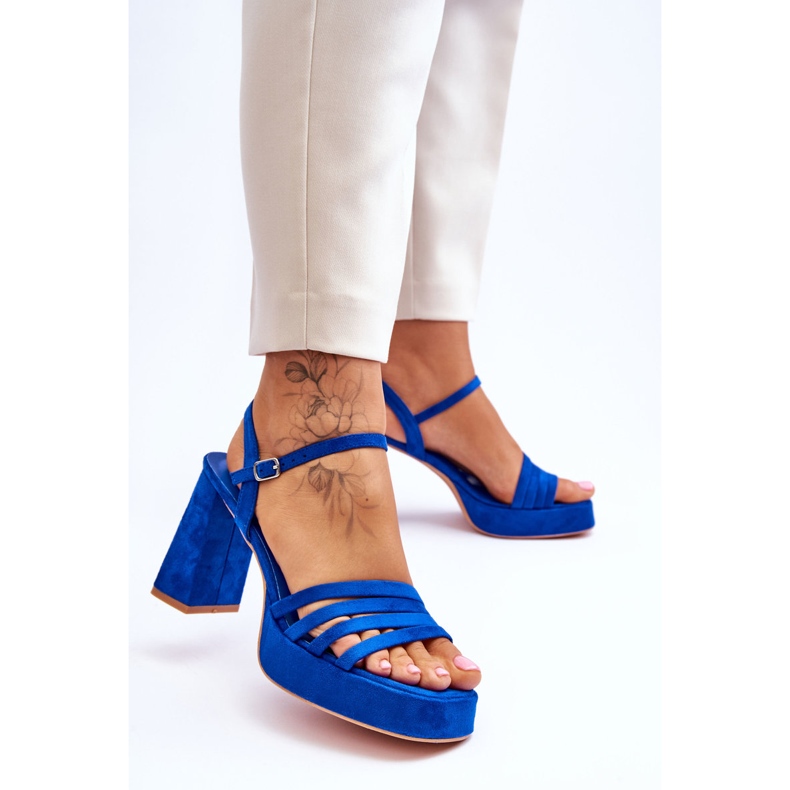 Sandalias Mujer Plataforma Ante Azul Verda 2