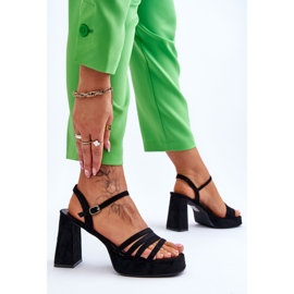 Sandalias Mujer Tacón Y Plataforma Ante Negro Verda 4