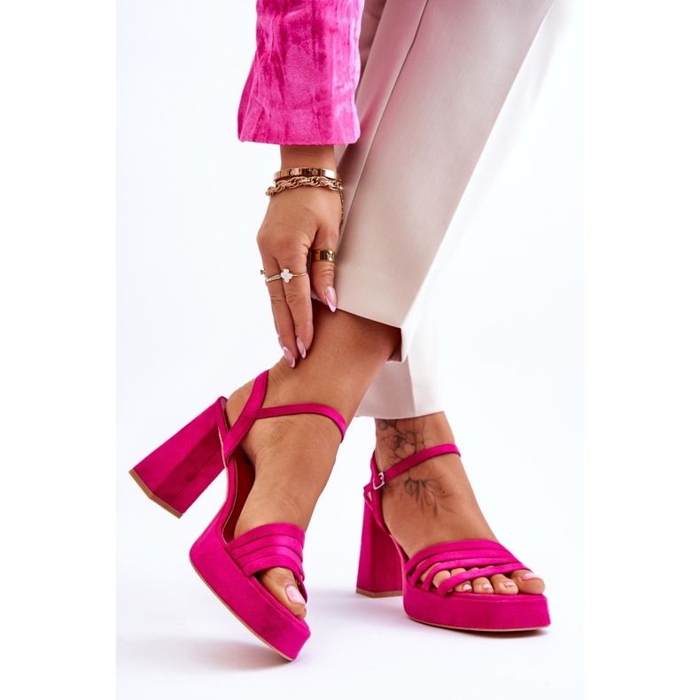 Sandalias Mujer Plataforma Ante Fucsia Verda rosado 2