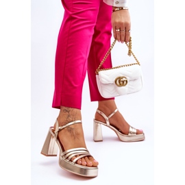 FB2 Sandalias Mujer Piel Tacón Y Plataforma Oro Verda dorado 7