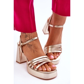FB2 Sandalias Mujer Piel Tacón Y Plataforma Oro Verda dorado 6