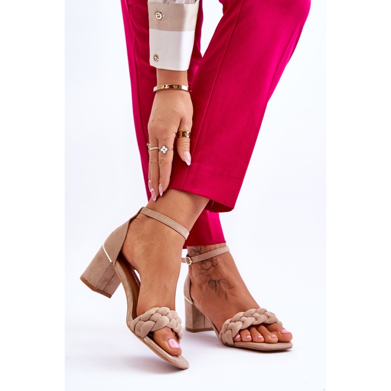 FB2 Sandalias De Ante Con Trenzas Decorativas Azela Beige marrón 2