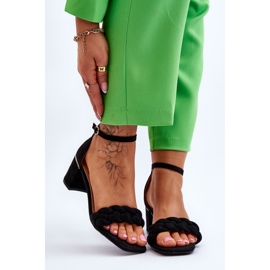 FB2 Sandalias De Tacón Alto De Ante Con Trenzas Azela Negras Adornadas negro 1