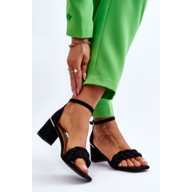 FB2 Sandalias De Tacón Alto De Ante Con Trenzas Azela Negras Adornadas negro 2