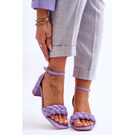 Sandalias Tacón Alto Ante Con Trenza Decorativa, Azela Morado violeta 1