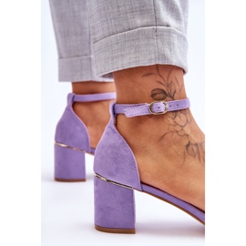 Sandalias Tacón Alto Ante Con Trenza Decorativa, Azela Morado violeta 5