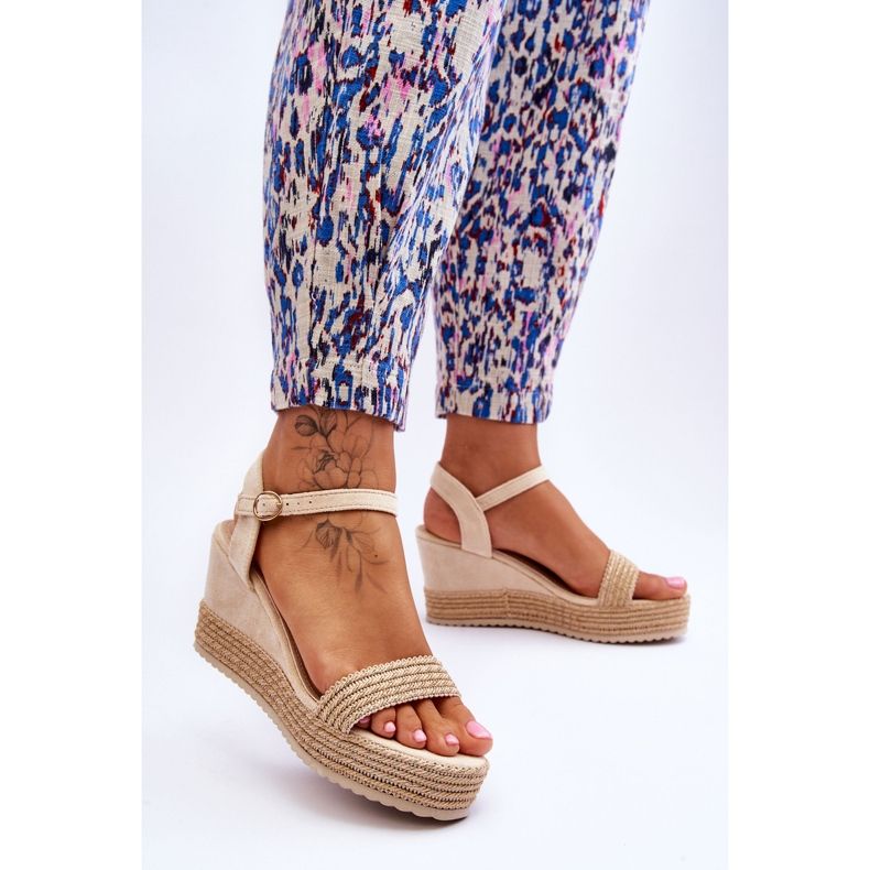 Sandalias Clasicas Mujer Cuña Beige Malmo marrón 2