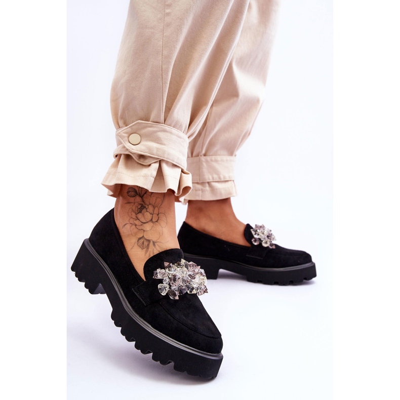 FB2 Mocasines De Mujer Con Plataforma Adornada Black Brenda negro 2