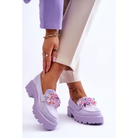 FB2 Mocasines De Mujer Con Plataforma Y Adornos Morado Brenda púrpura 2