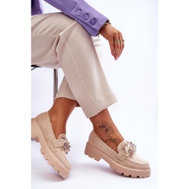 FB2 Mocasines Mujer Plataforma Adornos Beige Brenda 6