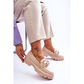 FB2 Mocasines Mujer Plataforma Adornos Beige Brenda 7
