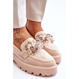 FB2 Mocasines Mujer Plataforma Adornos Beige Brenda 4