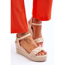 FB2 Sandalias Clásicas Ante Cuña Beige Denisse marrón 5